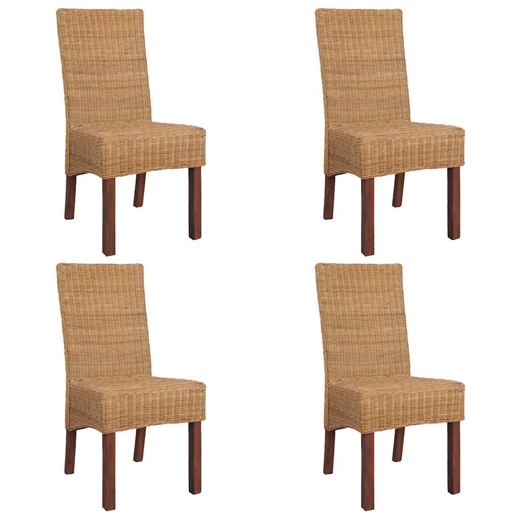 Sillas de comedor 4 unidades ratán natural marrón
