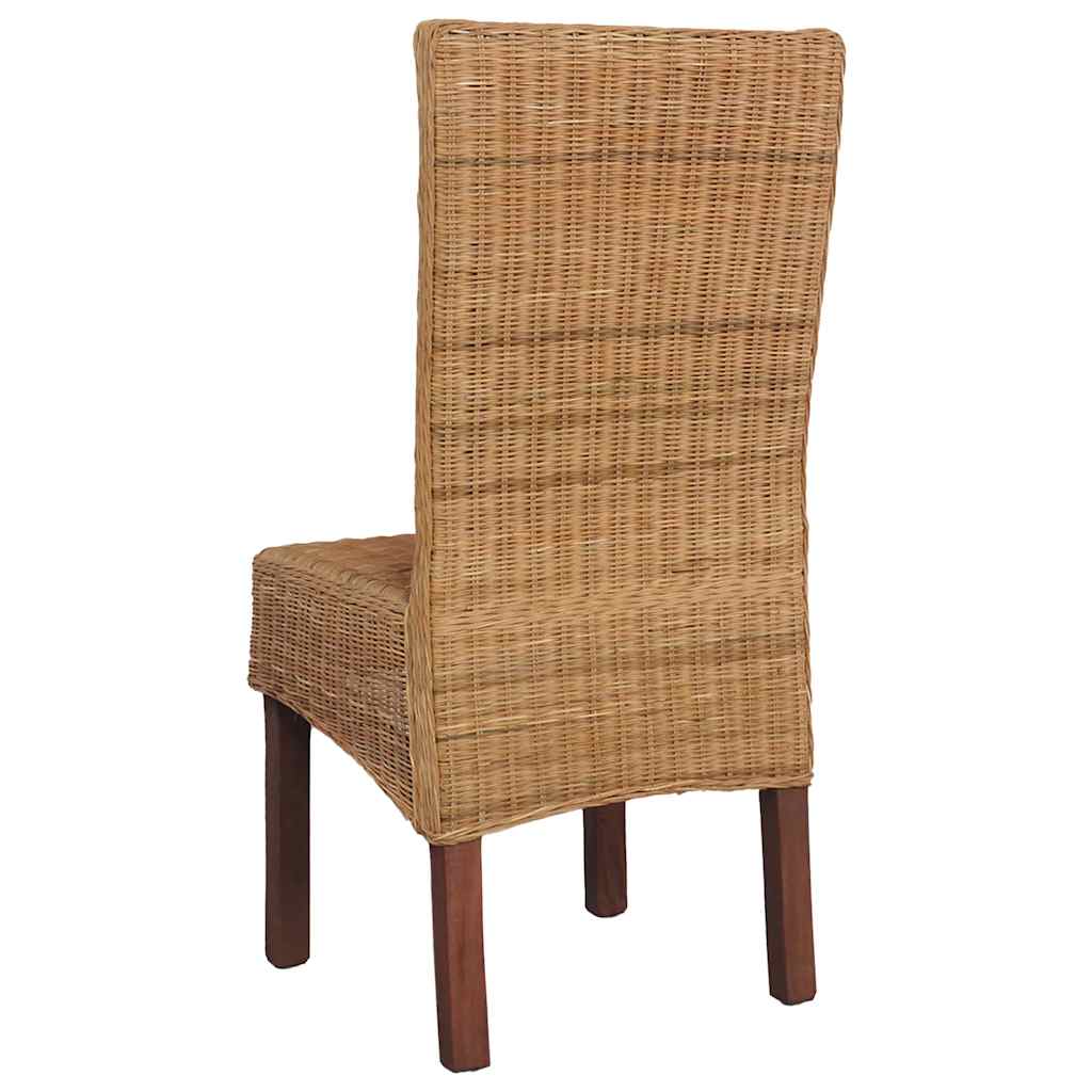 Sillas de comedor 4 unidades ratán natural marrón