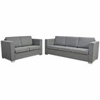 Conjunto de sofás 2 unidades tela gris claro