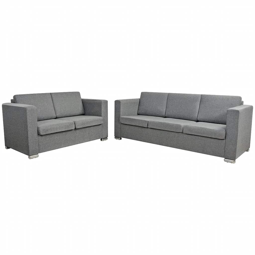 Conjunto de sofás 2 unidades tela gris claro