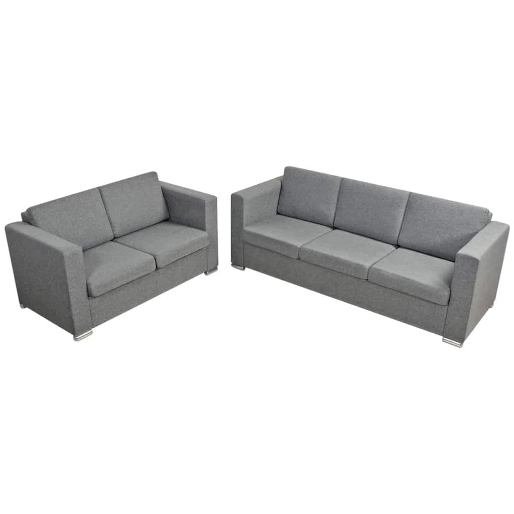 Conjunto de sofás 2 unidades tela gris claro