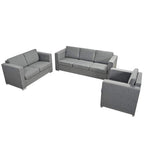 Conjunto de sofás 3 unidades tela gris claro