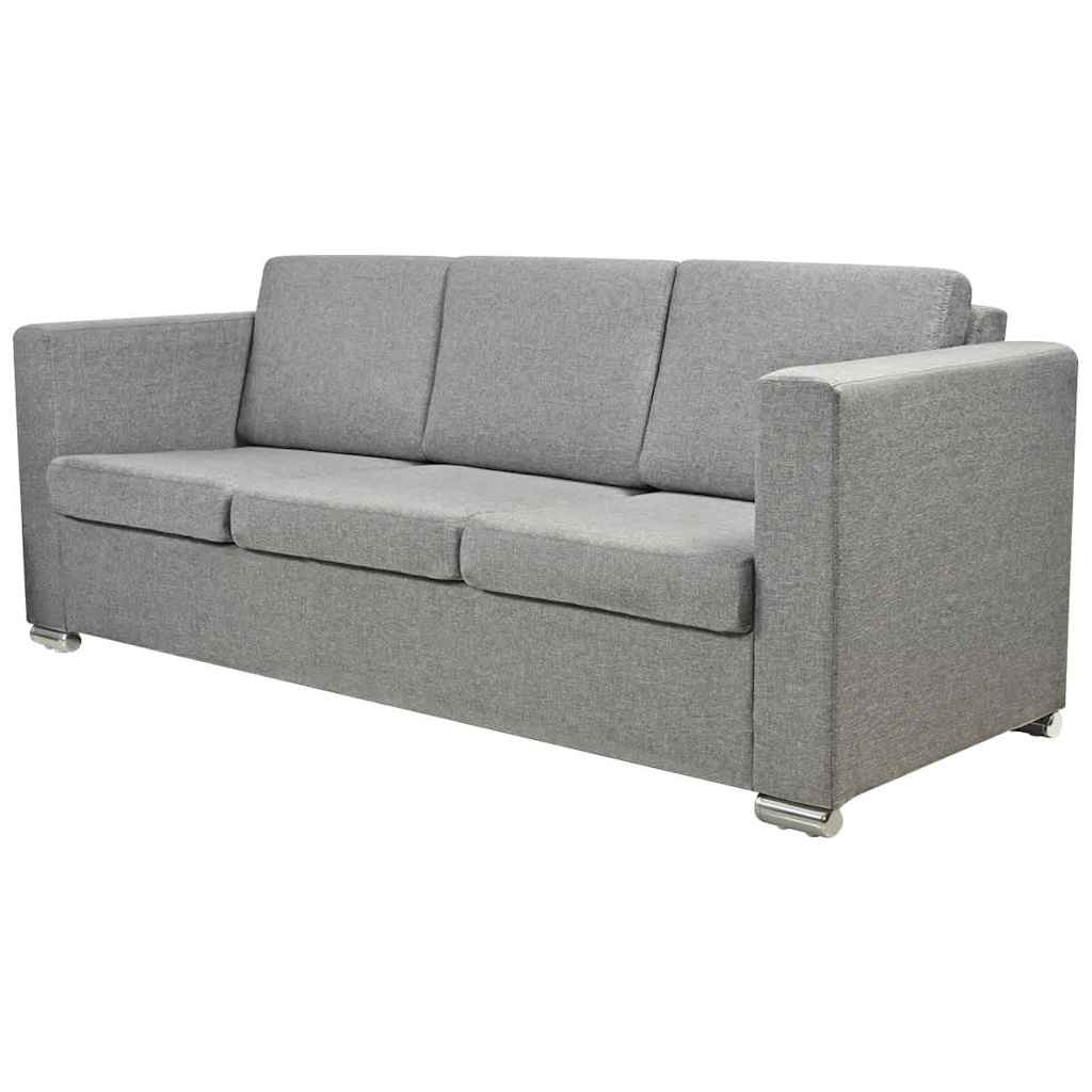 Conjunto de sofás 3 unidades tela gris claro