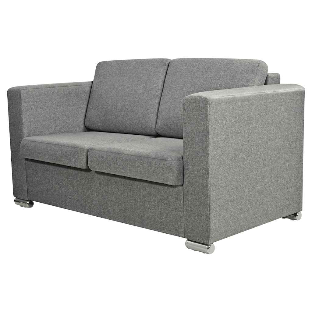 Conjunto de sofás 3 unidades tela gris claro