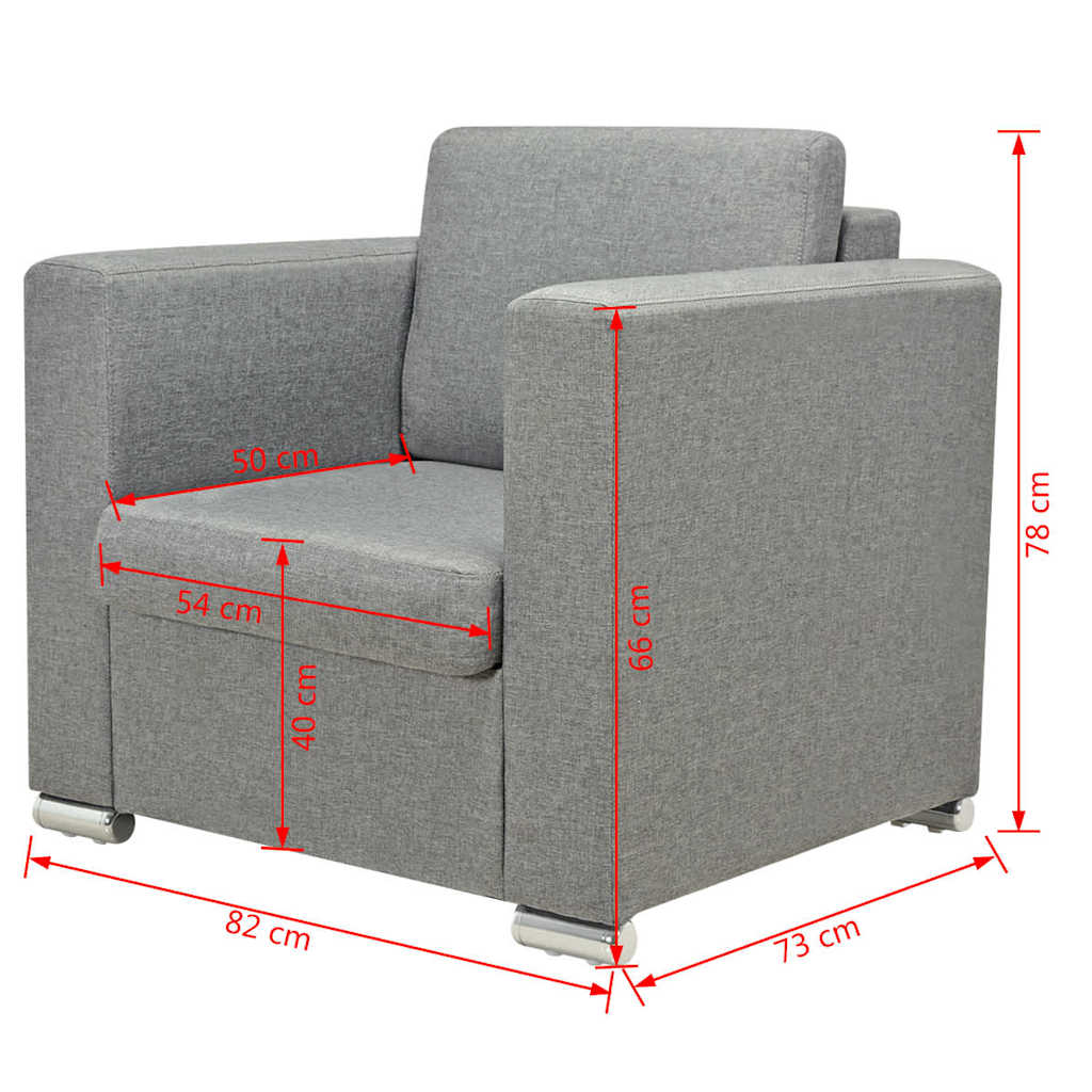 Conjunto de sofás 3 unidades tela gris claro
