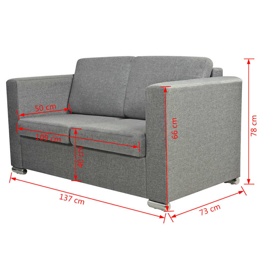 Conjunto de sofás 3 unidades tela gris claro