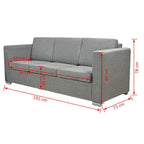 Conjunto de sofás 3 unidades tela gris claro