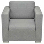 Conjunto de sofás 3 unidades tela gris claro