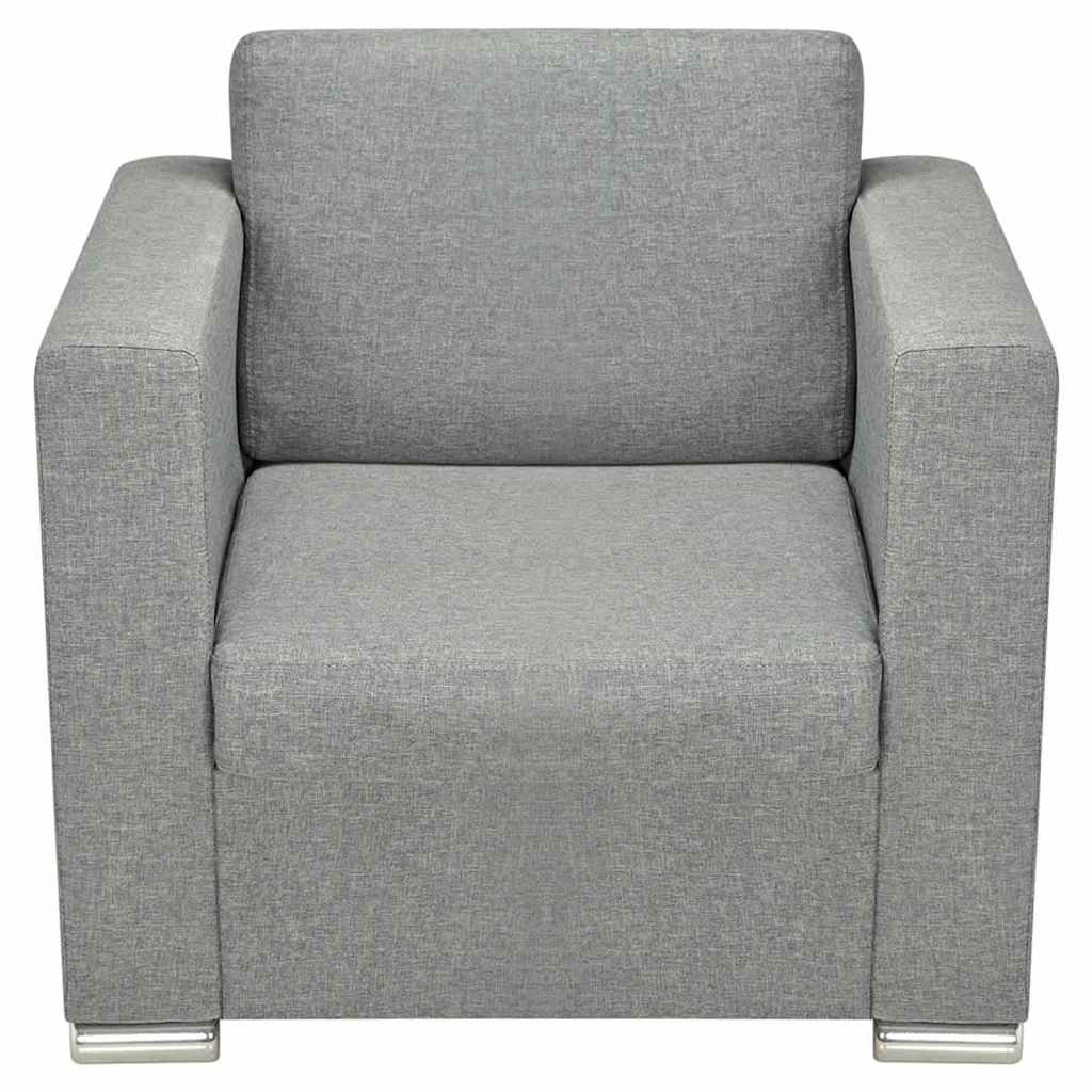 Conjunto de sofás 3 unidades tela gris claro