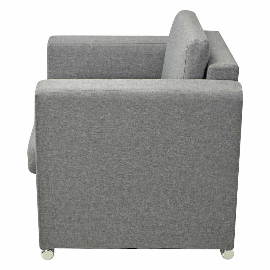 Conjunto de sofás 3 unidades tela gris claro