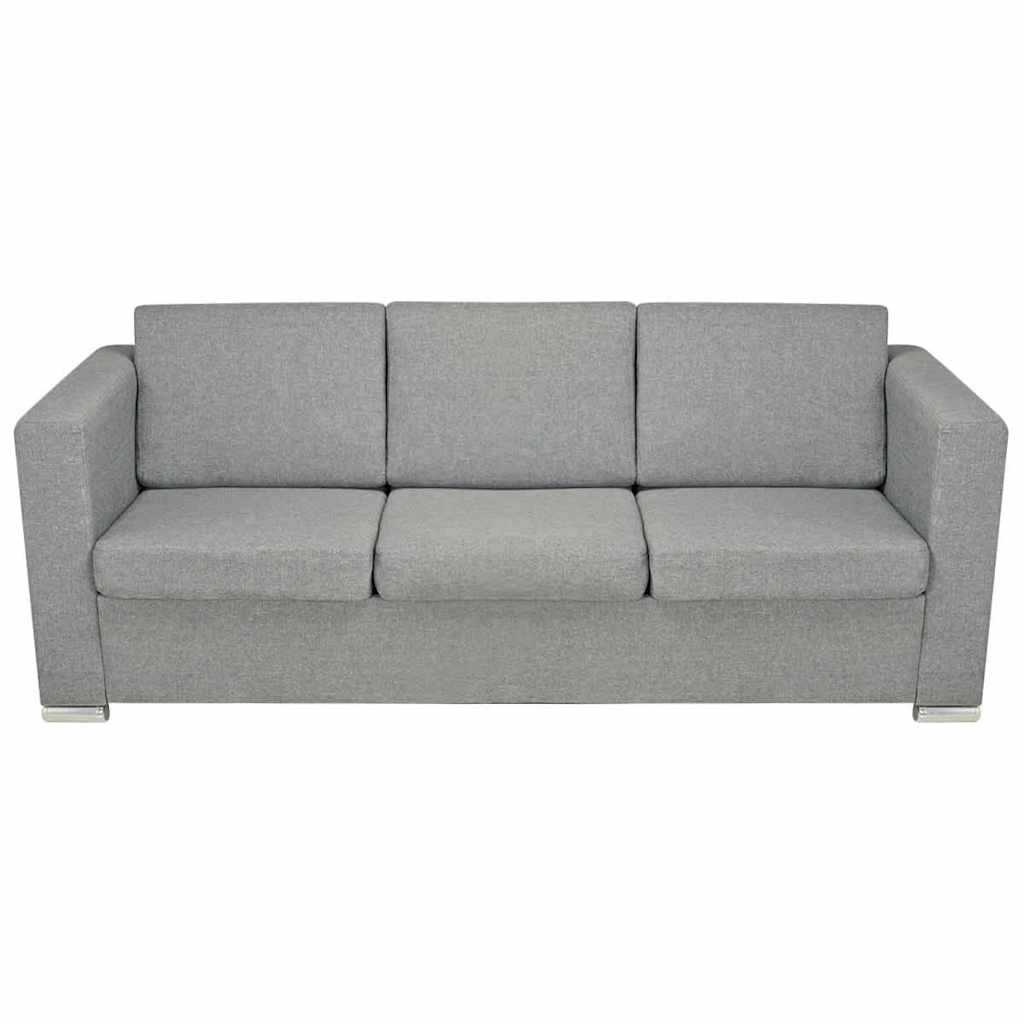 Conjunto de sofás 3 unidades tela gris claro