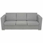 Conjunto de sofás 3 unidades tela gris claro