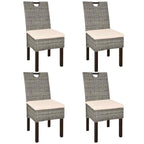 Sillas de comedor 4 uds ratán Kubu y madera mango blanco