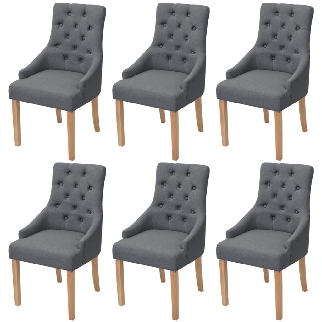 Dining chairs 6 units cream fabric