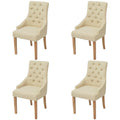 Sillas de comedor 4 unidades tela color crema