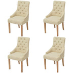 Sillas de comedor 4 unidades tela color crema