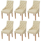 Sillas de comedor 6 unidades tela color crema
