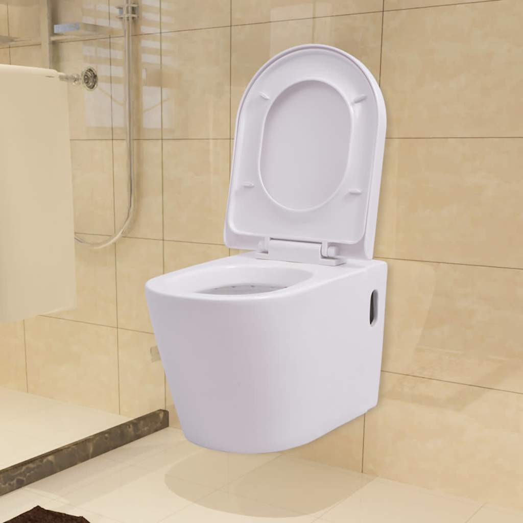 Inodoro de pared con cisterna oculta cerámica blanco