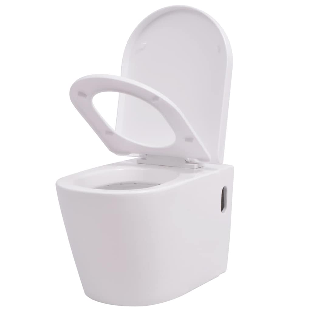 Inodoro de pared con cisterna oculta cerámica blanco