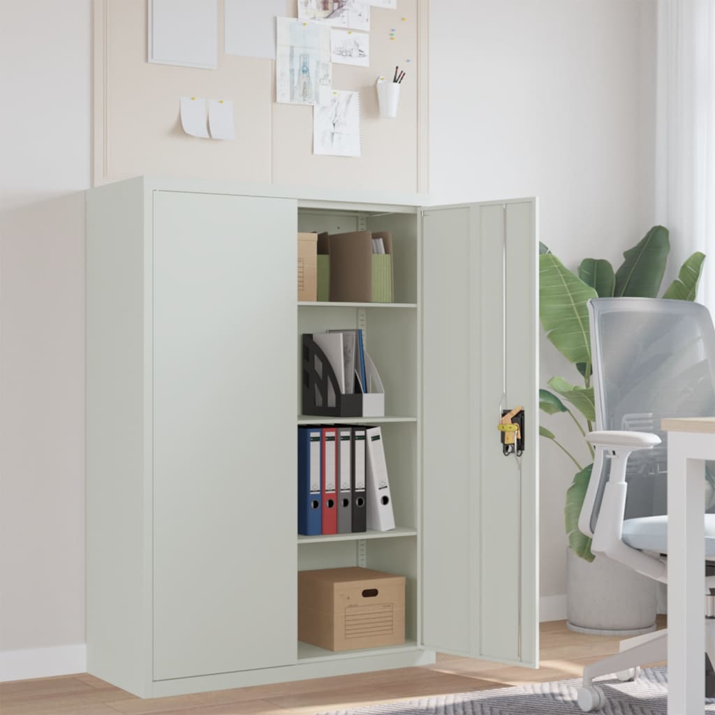 Armario de oficina 2 puertas 90 cm acero gris