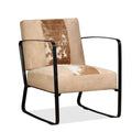 Sillón de piel de cabra y lona color crema