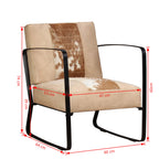 Sillón de piel de cabra y lona color crema