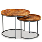 Set de mesas auxiliares 2 uds madera maciza de mango