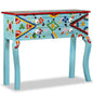 Hand-painted blue solid mango wood console table