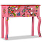 Hand-painted blue solid mango wood console table
