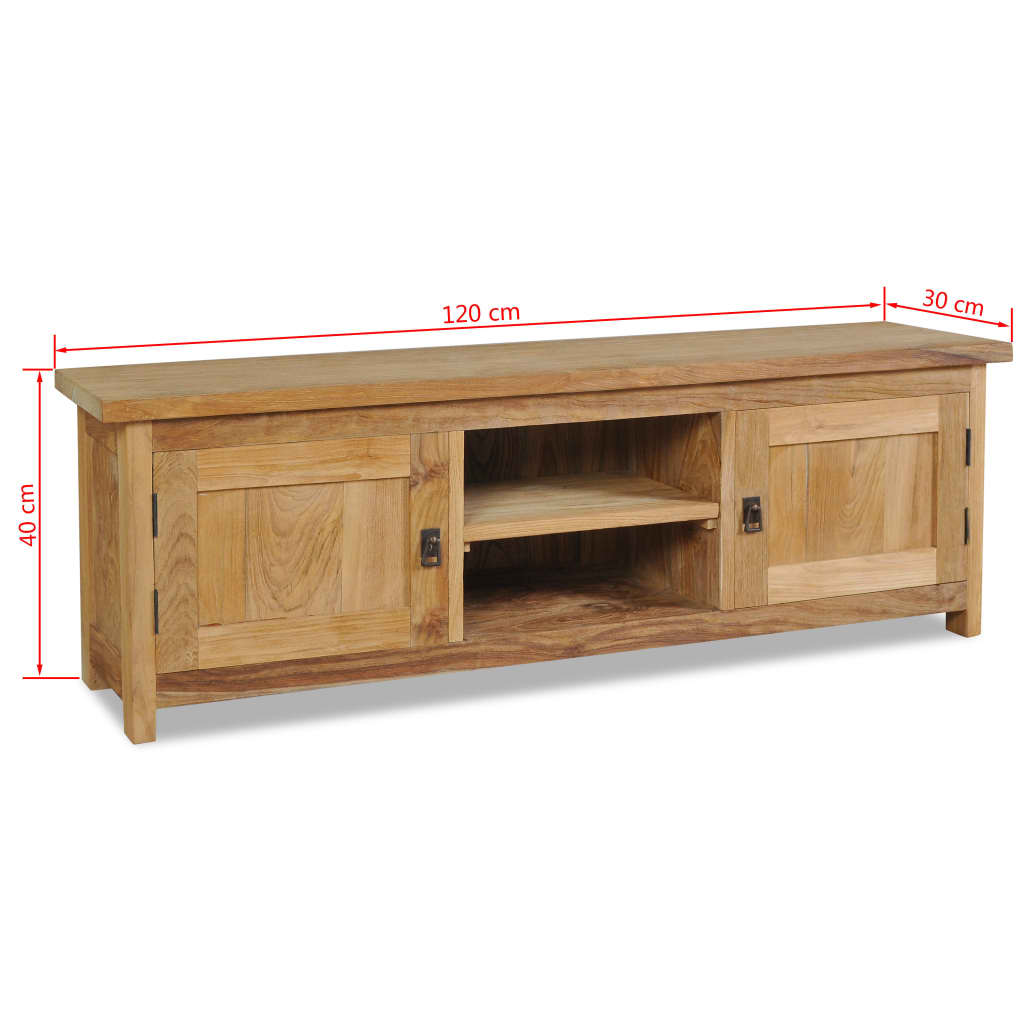 Mueble de TV de madera de teca maciza 120x30x40 cm