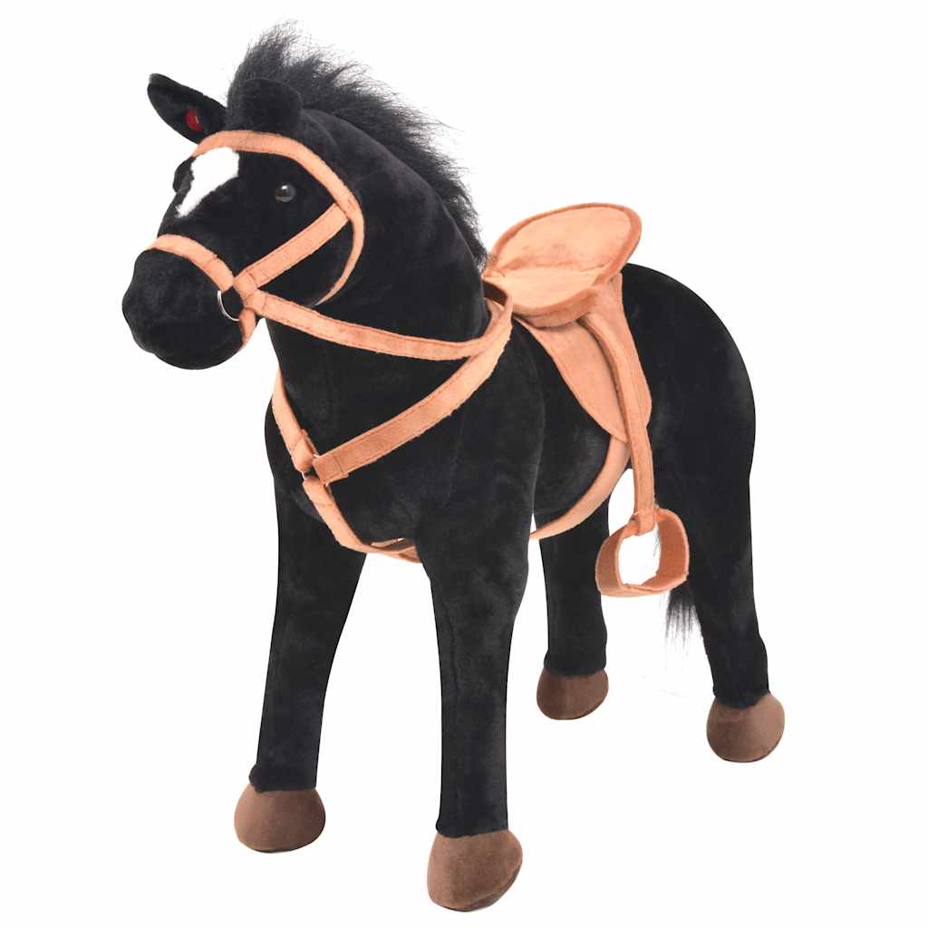 Caballo de juguete de pie de peluche marrón