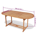 Mesa de jardín de madera de teca maciza 180x90x75 cm