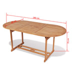 Set comedor de jardín 7 pzas con sillas plegables teca maciza