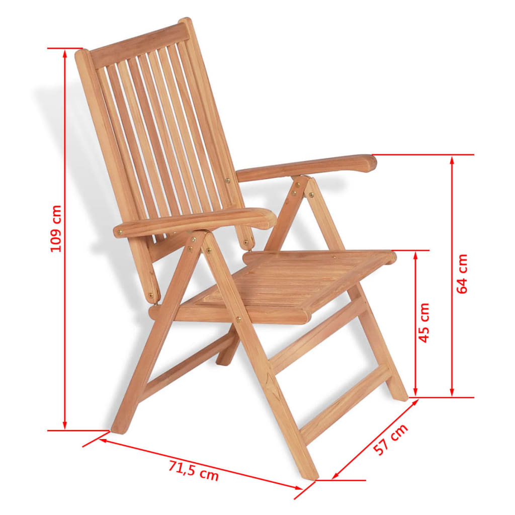 Set comedor de jardín 7 pzas con sillas plegables teca maciza