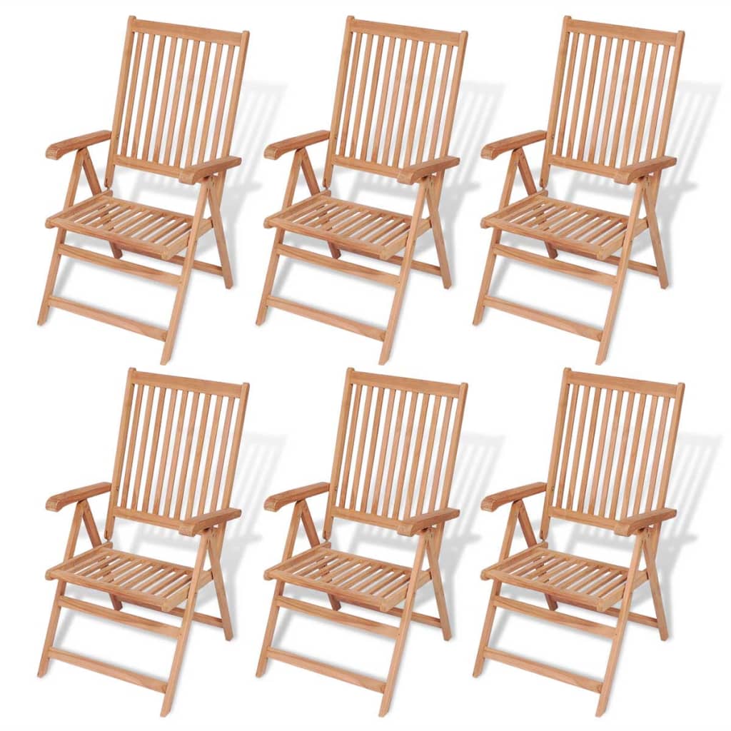 Set comedor de jardín 7 pzas con sillas plegables teca maciza