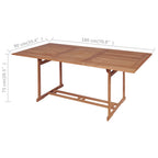 Mesa de jardín de madera de teca maciza 180x90x75 cm