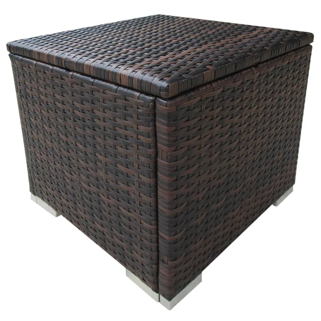 Tumbonas con mesita 2 unidades ratán sintético marrón