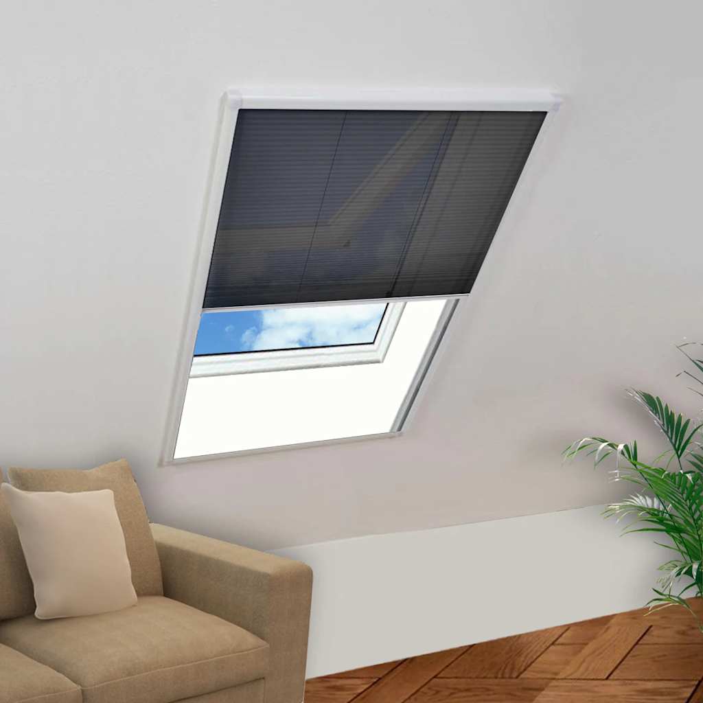 Anthracite gray pleated aluminum window screen 60x80cm