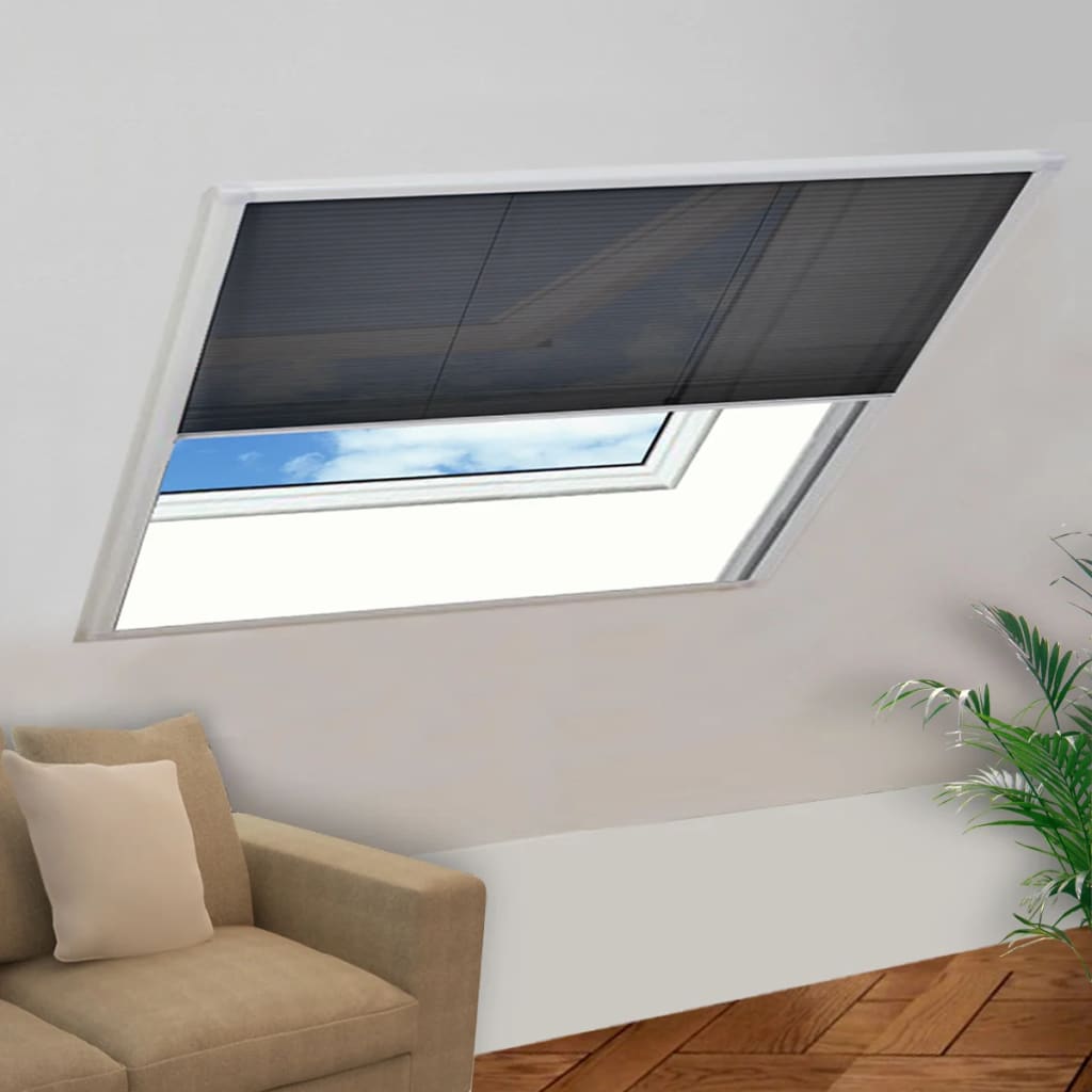 Anthracite gray pleated aluminum window screen 60x80cm