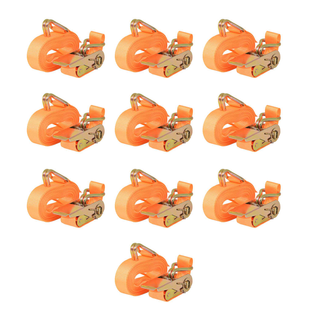 Correas de sujeción de trinquete 10 uds 0,4 T 6mx25mm naranja