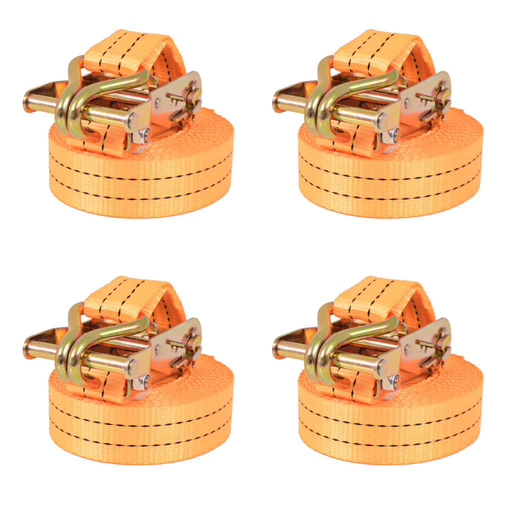 Correas de sujeción de trinquete 4 uds 0,4 T 6mx25mm naranja