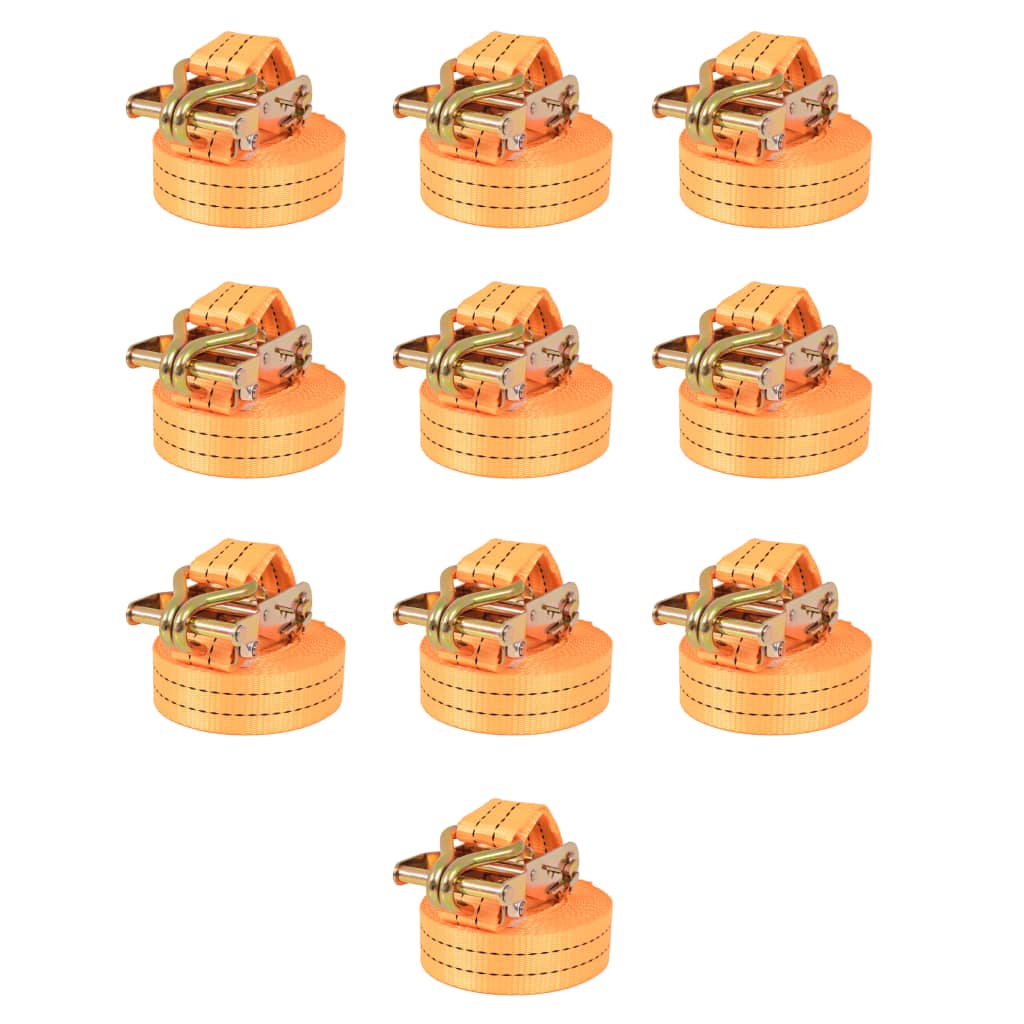 Correas de sujeción de trinquete 10 uds 0,4 T 6mx25mm naranja