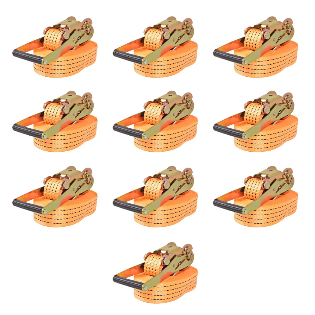 Correas de sujeción de trinquete 10 uds 0,4 T 6mx25mm naranja