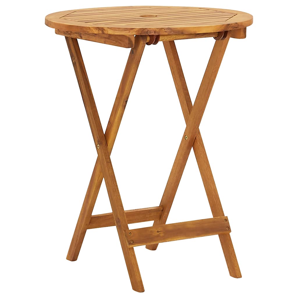 Mesa y sillas bistró plegables 3 pzas madera maciza de acacia