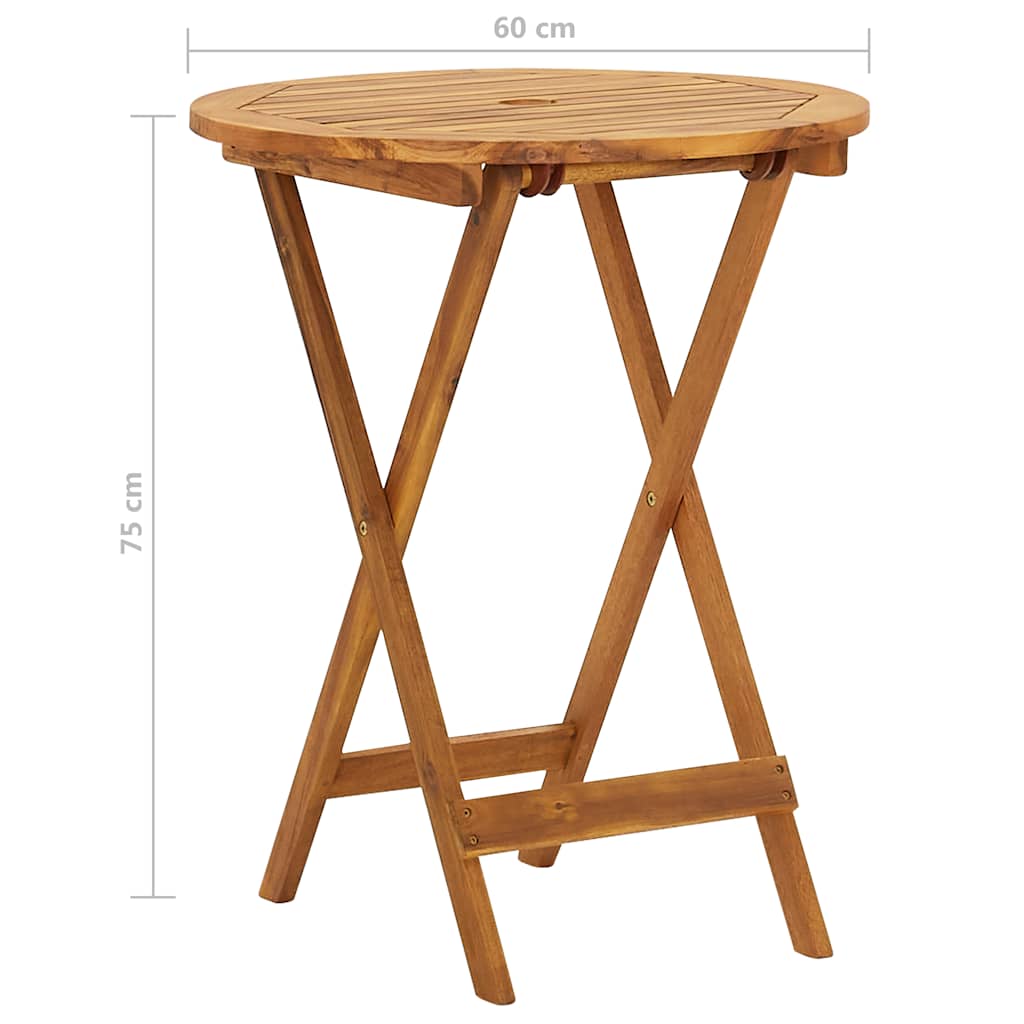 Mesa y sillas bistró plegables 3 pzas madera maciza de acacia