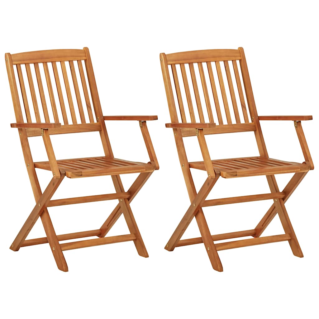 Mesa y sillas bistró plegables 3 pzas madera maciza de acacia