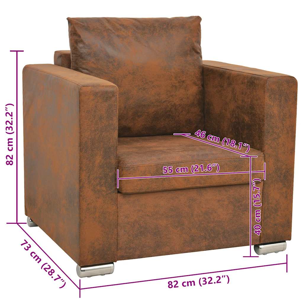 Sillón marrón 82x73x82 cm piel sintética