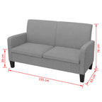 Sofá de 2 plazas 135x65x76 cm gris claro