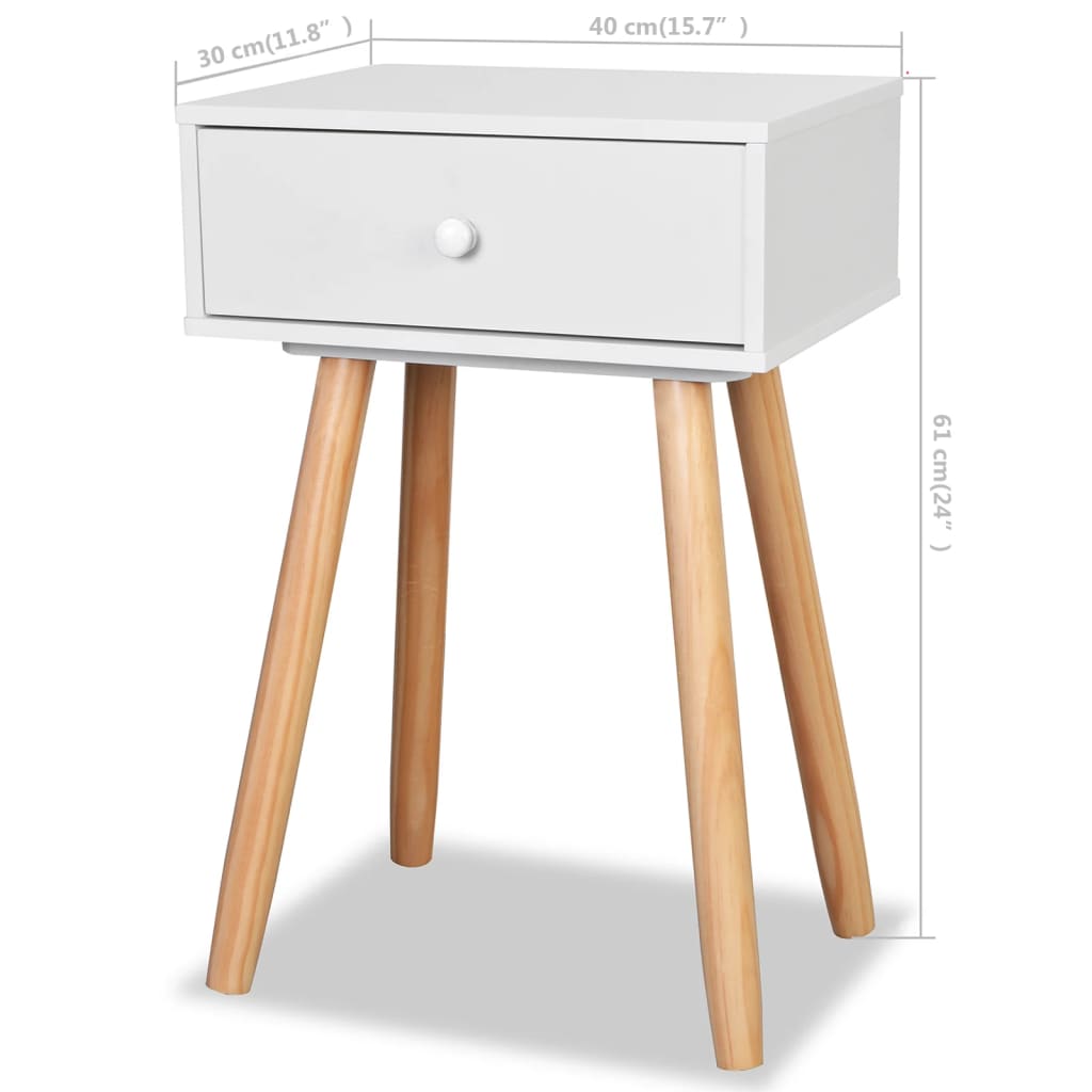 Mesitas de noche 2 uds madera maciza de pino blanco 40x30x61 cm
