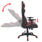 Silla de escritorio reclinable Racing de cuero artificial roja
